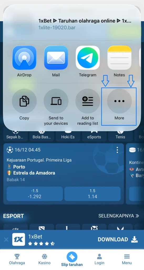 Mengunduh Aplikasi 1xBet untuk iOS (iPhone/iPad)